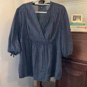 Tommy Hilfiger Smocked Empire Waist Cotton Blouse